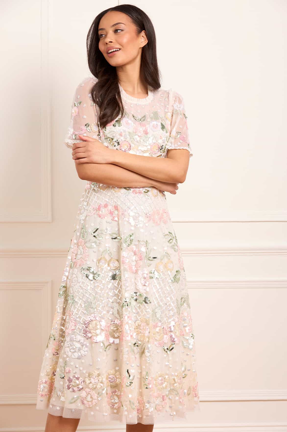 needle and thread cream dress Dahlia Ditsy Ankle Gown