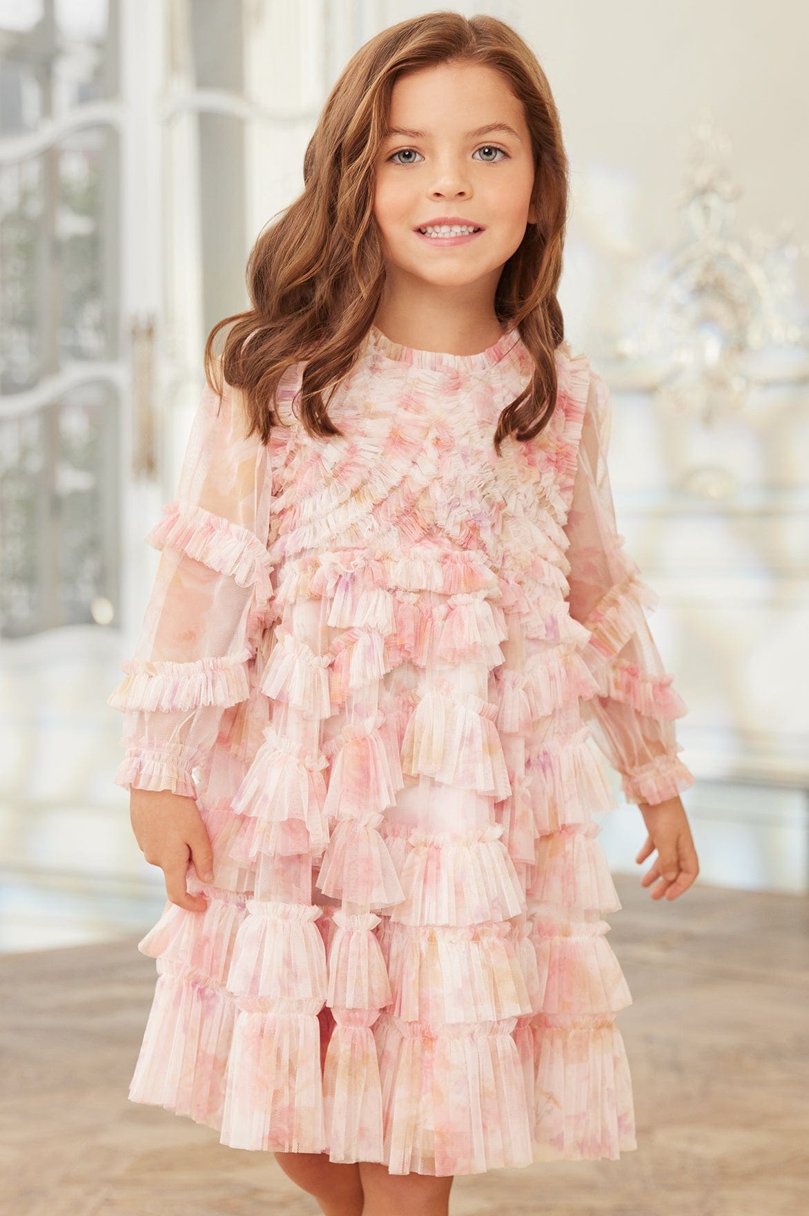 Rose Bluebell Ruffle Kids Dress