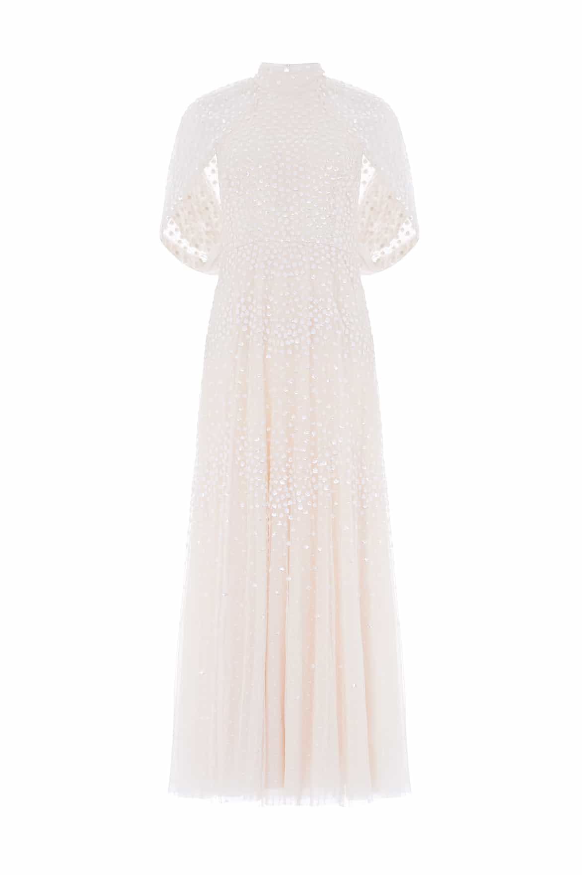 cream sequin midi dress Self-Portrait Sequin-embellished pleated Midi Dress