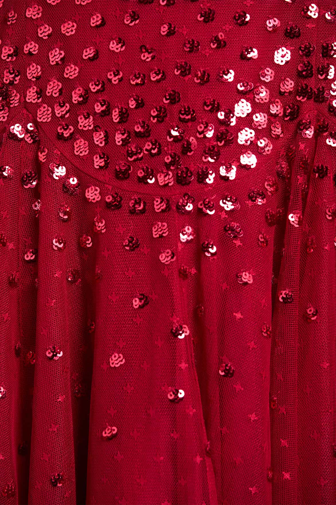 needle and thread red sequin dress Sequin Ribbon Scoop Neck Ballerina Dress Red