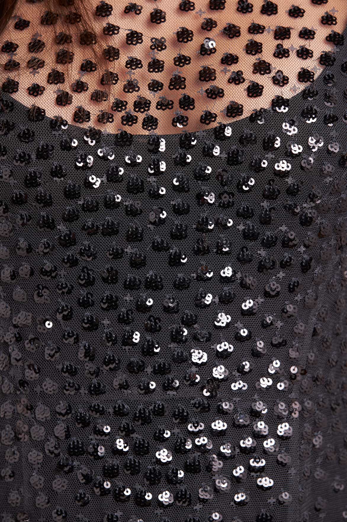 Scallop Sequin Sheer Bow Ankle Gown Black | Needle & Thread Scallop Sequin Sheer Bow Ankle Gown Black | Needle & Thread