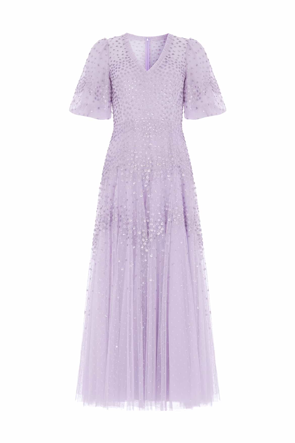 Scallop Sequin V-Neck Ankle Gown – Purple Scallop Sequin V-Neck Ankle Gown – Purple