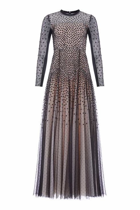 needle & thread sequin dress Feather Sequin One-Shoulder Ankle Gown