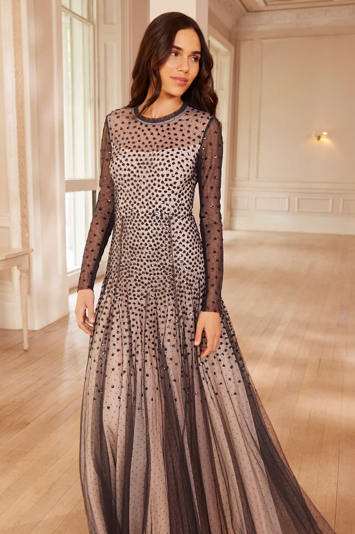 Sequin Cascade Round Neck Gown Sequin Cascade Round Neck Gown