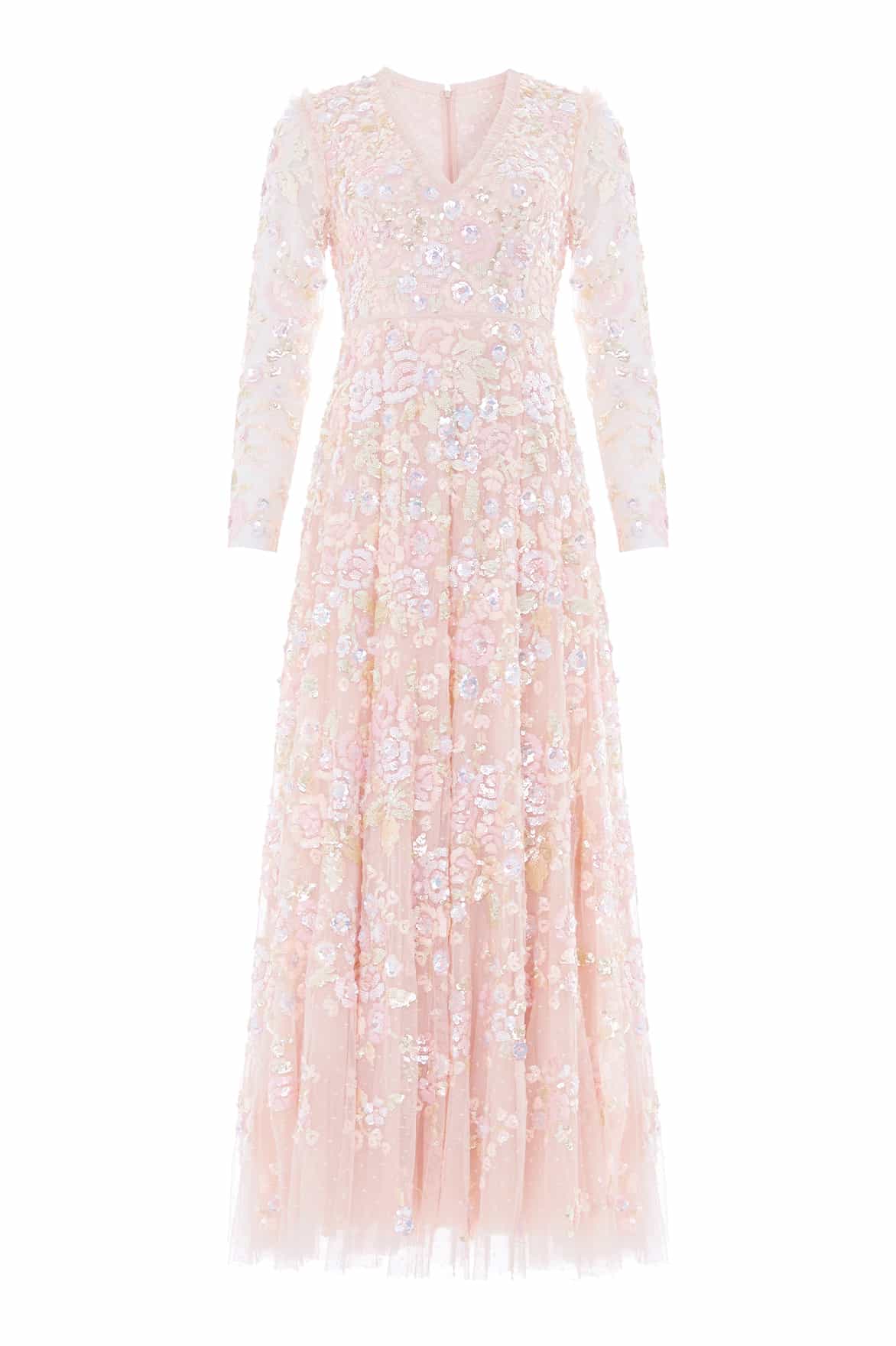 needle and thread pink sequin dress Sunrise Sequin V-Neck Ankle Gown