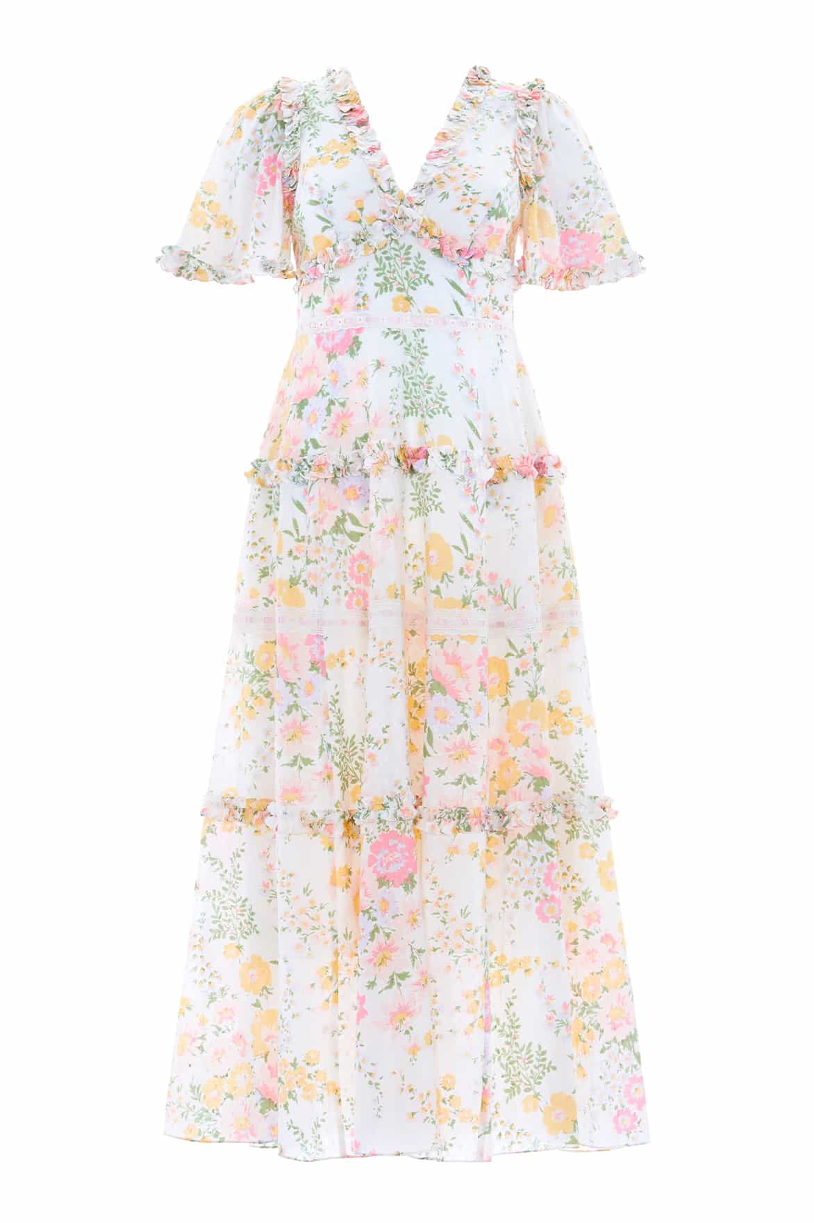 Sunrise Bloom Cotton Ribbon Ankle Gown – Multi | Needle & Thread