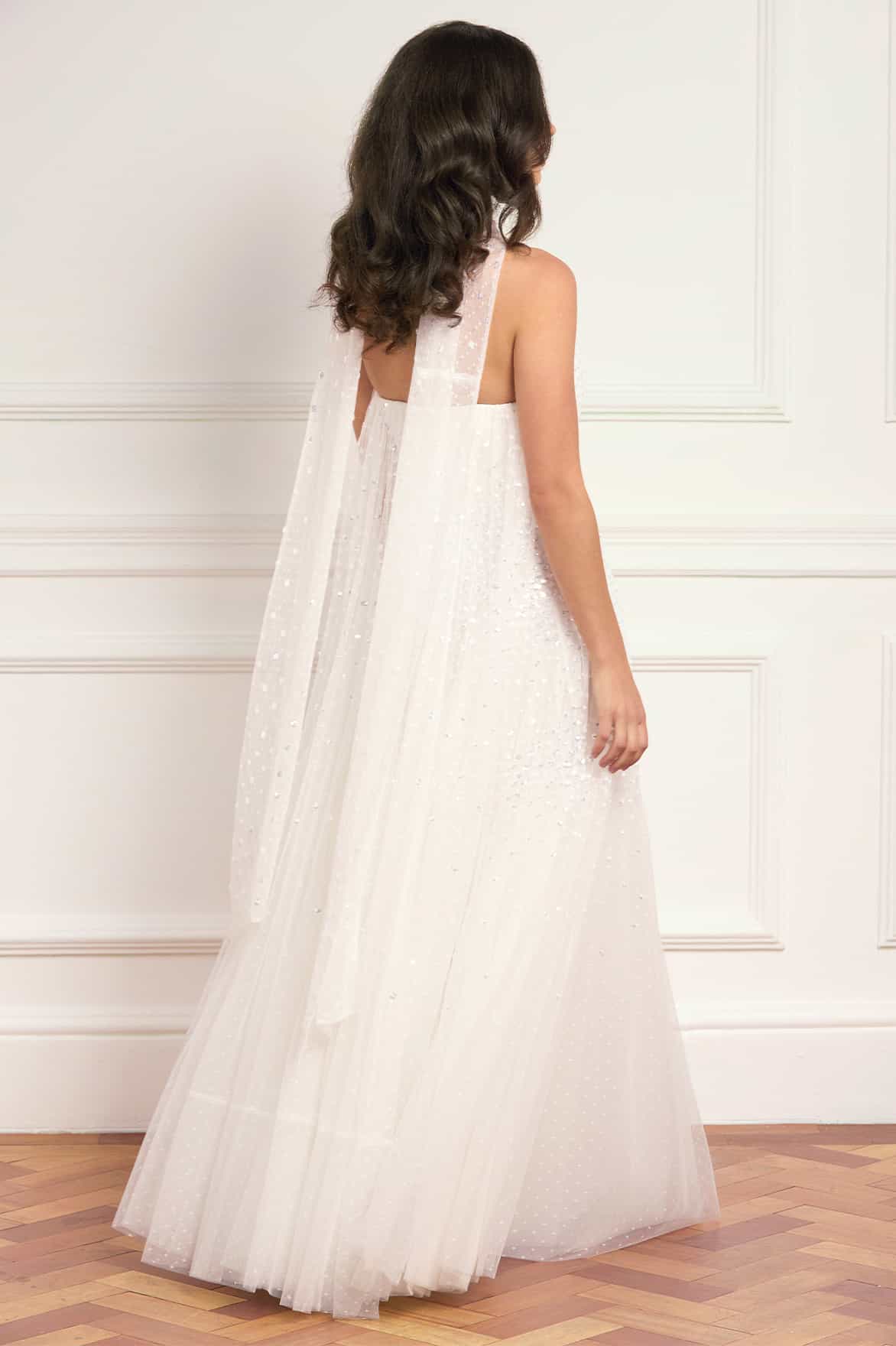 backless cape dress Halter Wedding Gown With Flowing Cape/v Backless Wedding Dress/hollywood Style Bridal /reception Backless Ivory Dress/ Let Chic and Holland HF110483 speak volumes about your exquisite taste Ecem White Backless Maxi Dress