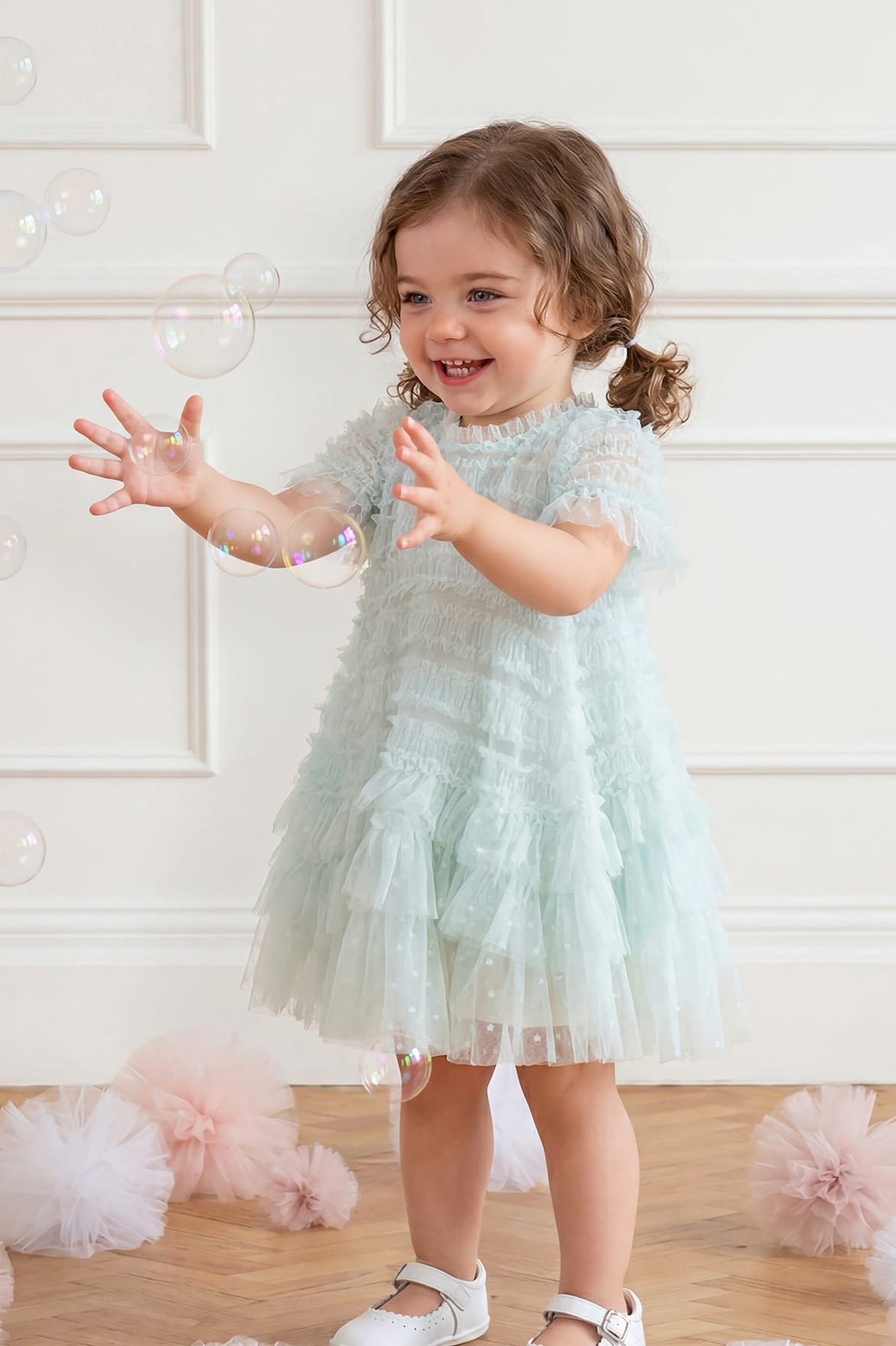 Valentine Ruffle Baby Dress – Green