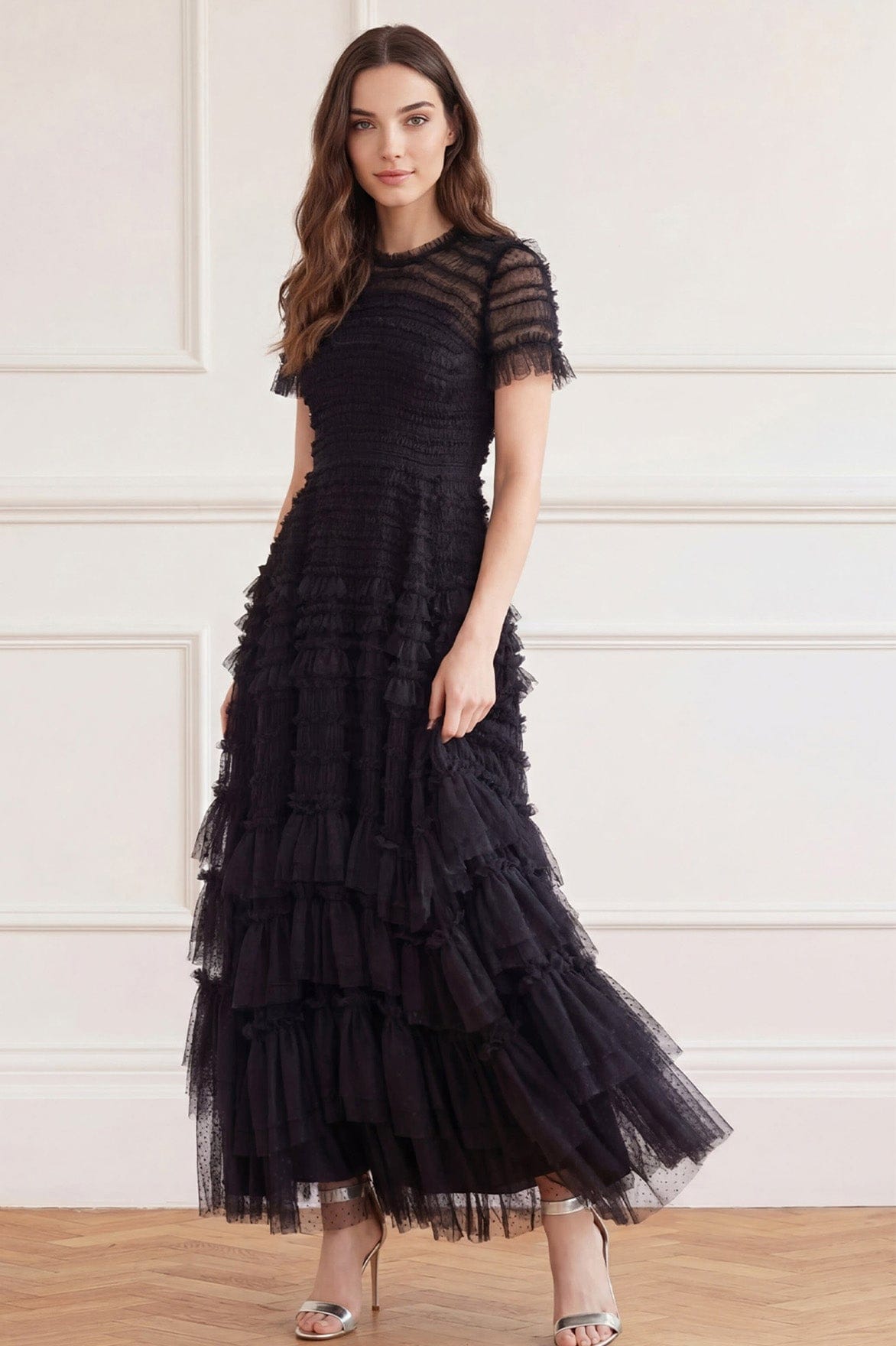 Valentine Ruffle Gown Black | Needle & Thread Valentine Ruffle Gown Black | Needle & Thread