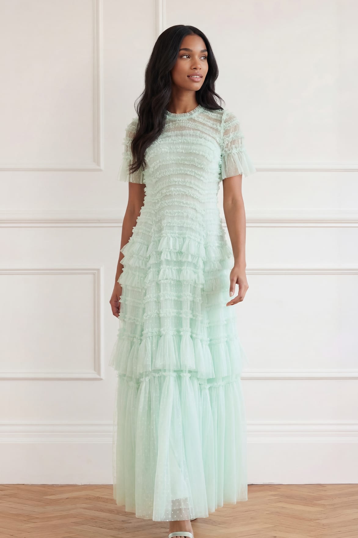 needle and thread mint green dress Needle & Thread Fifi Bodice Sequin-embellished Gown In Green