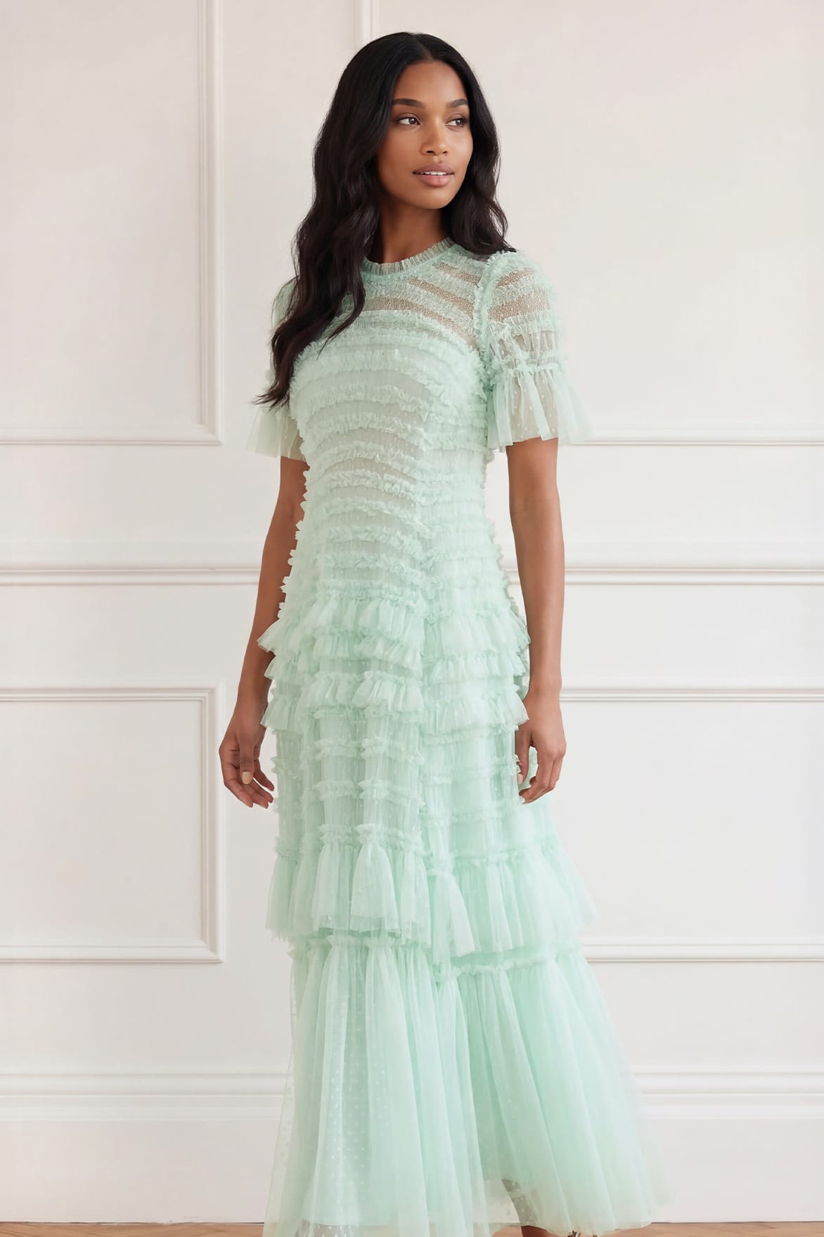soft mint green dress Cowl-Neck Long Prom Dress with Strappy Open Back Soft Mint / 2XSmall