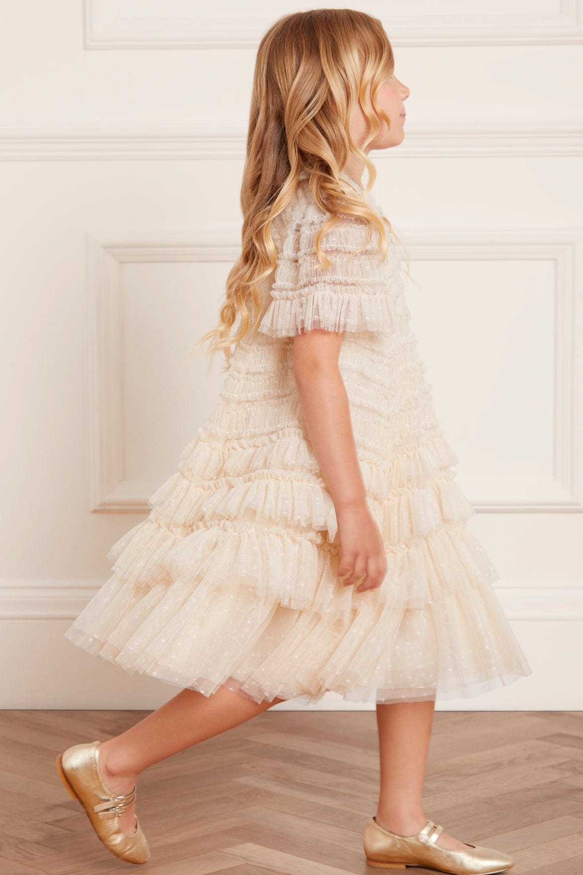 Valentine Ruffle Kids Dress – Cream