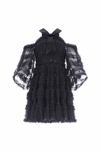 Vivian Off Shoulder Micro Mini Dress – Black | Needle & Thread