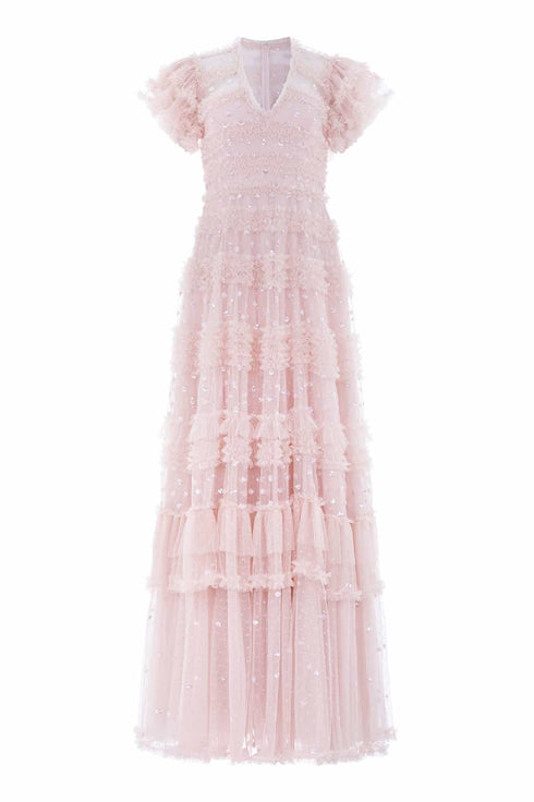 Vivian V-Neck Gown – Pink | Needle & Thread