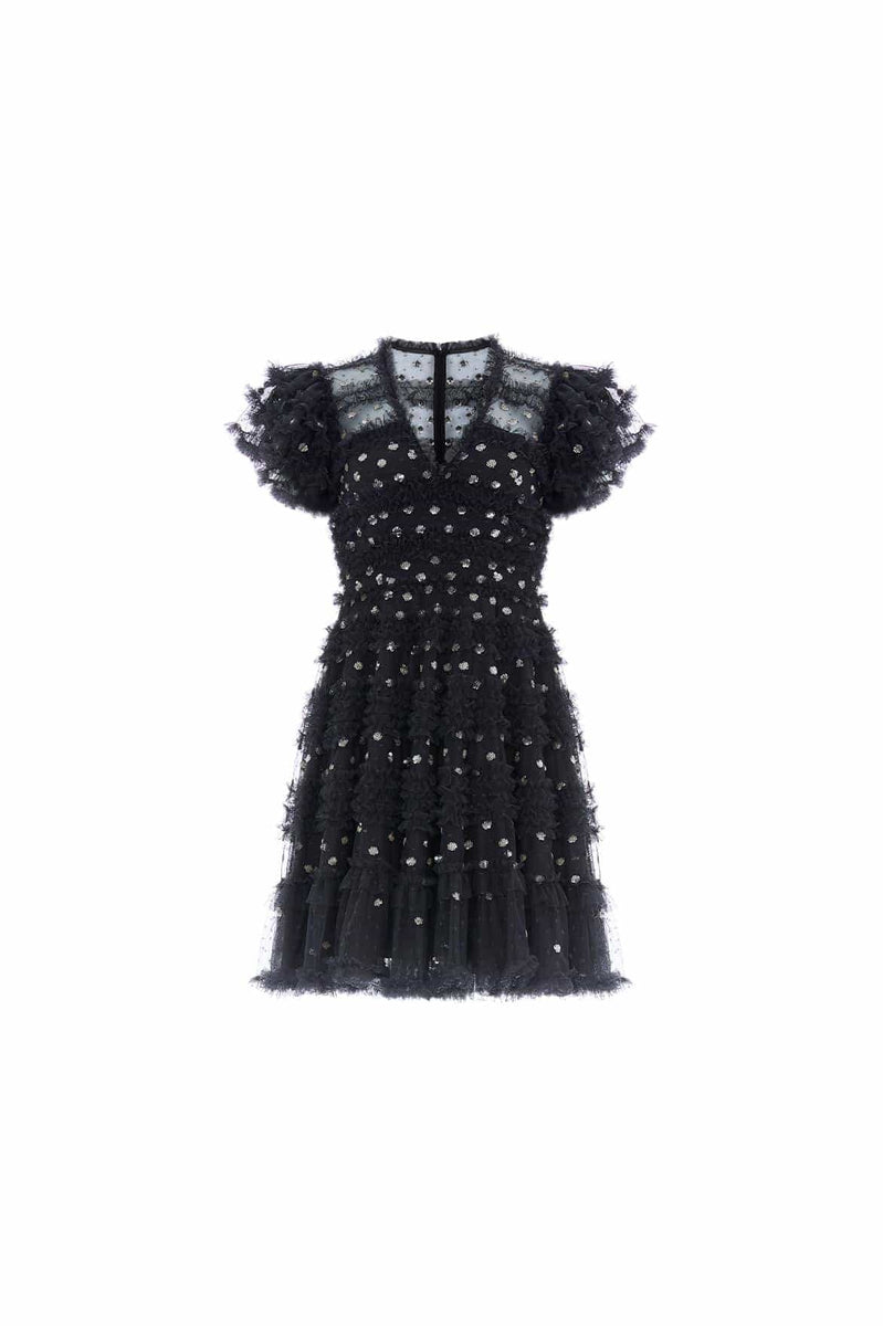 Vivian V-Neck Micro Mini Dress – Black | Needle & Thread