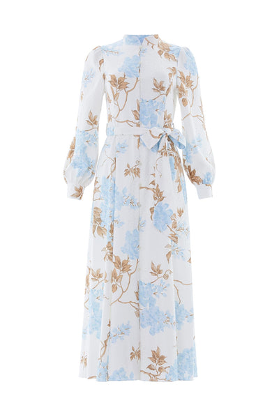 Wisteria Jacquard Long Sleeve Shirt Dress
