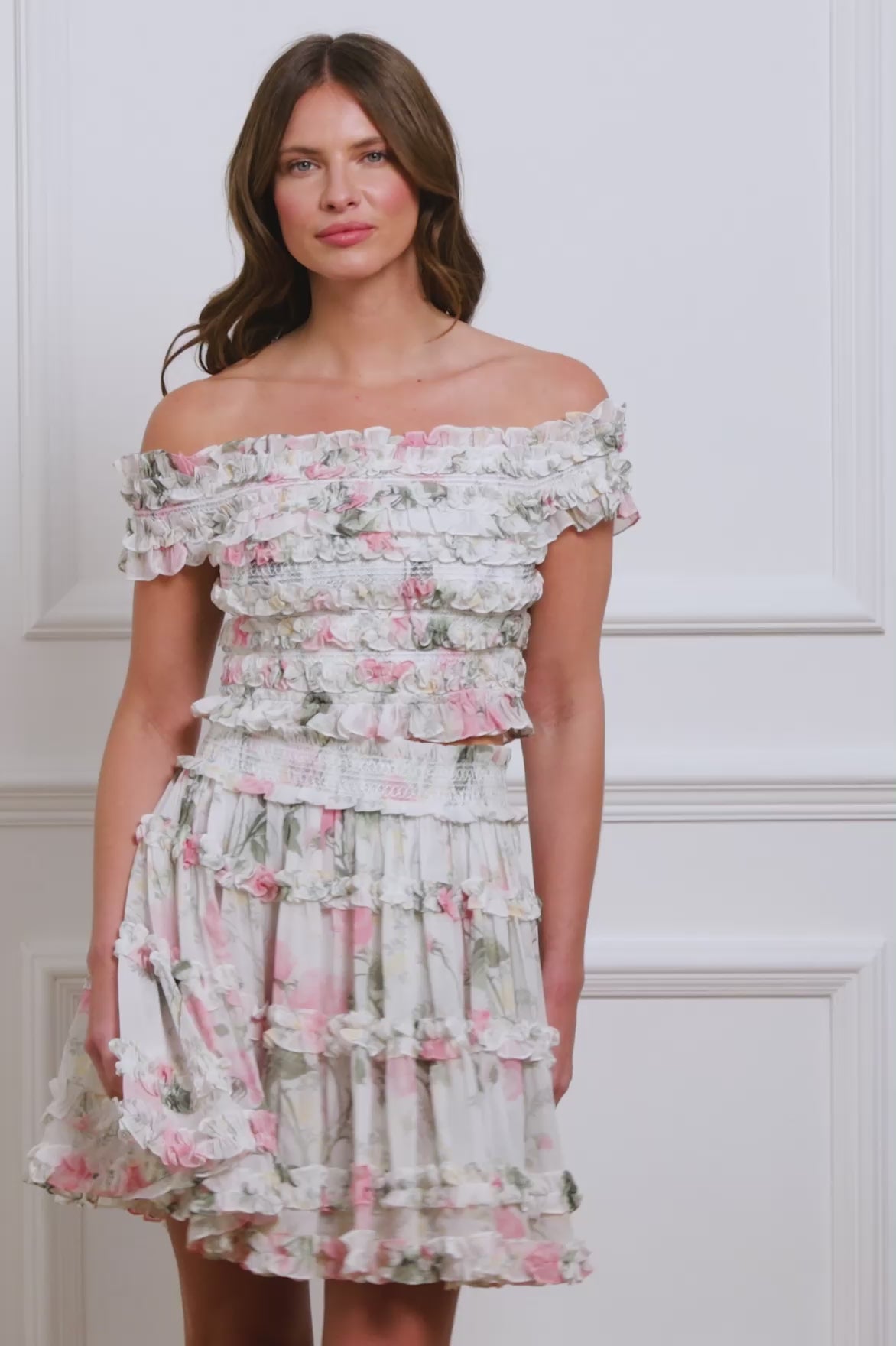 売れ筋商品|||ニードルアンドスレッド Tシャツ レディース トップス ROSE OFF SHOULDER - Top - moonshine/pink Rose Ditsy Lurex Off-Shoulder Top – Multi | Needle & Thread