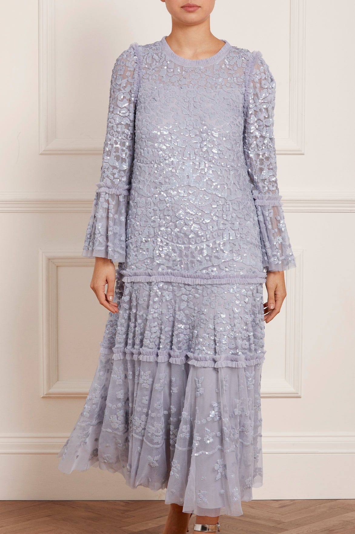 freír Conciso en cualquier momento Annie Sequin Tiered Ankle Gown – Blue | Needle & Thread