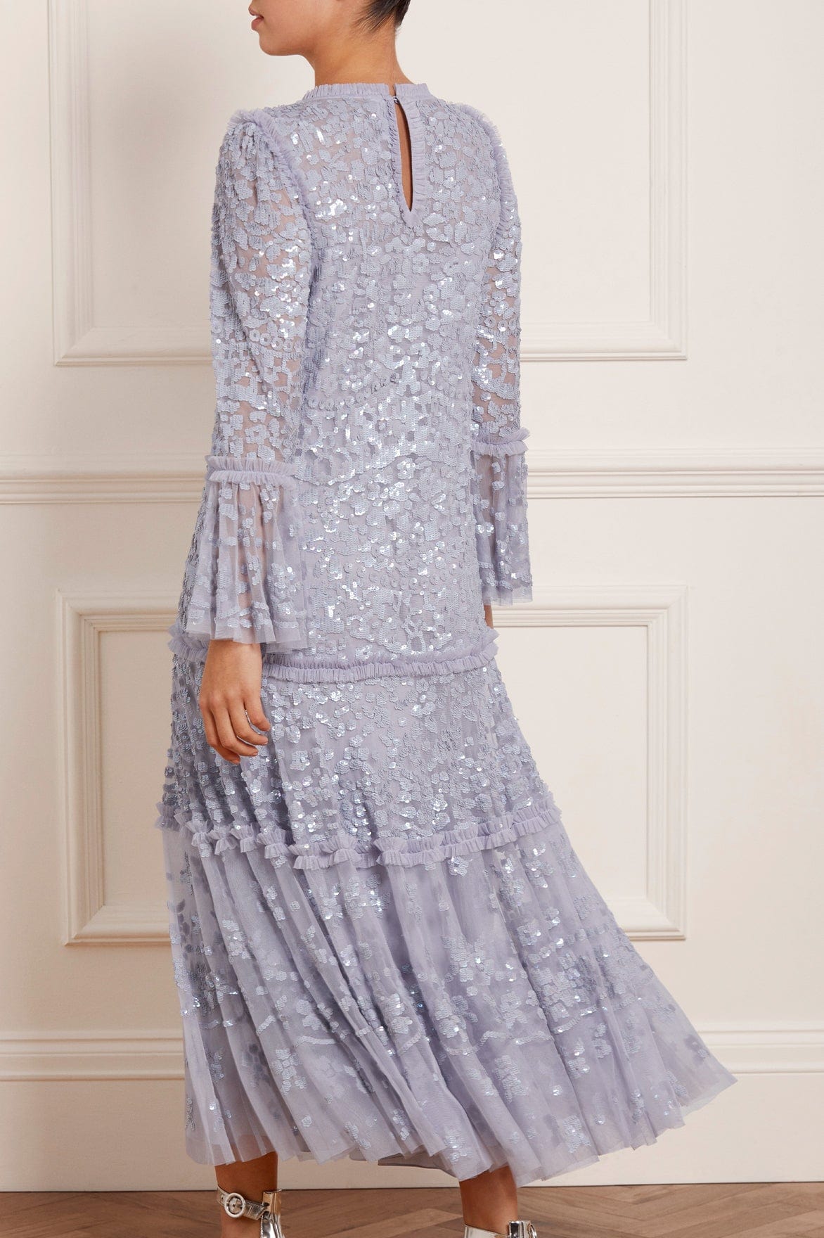 freír Conciso en cualquier momento Annie Sequin Tiered Ankle Gown – Blue | Needle & Thread