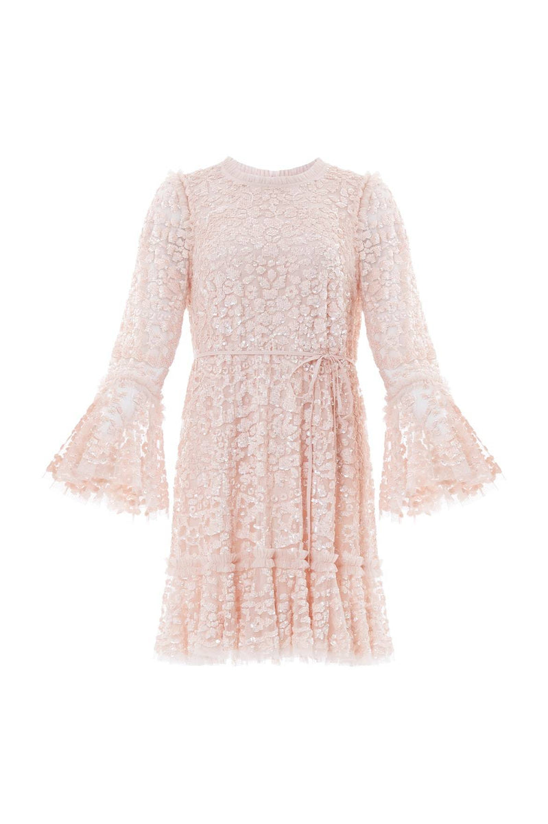 Annie Sequin Tiered Mini Dress – Pink | Needle & Thread