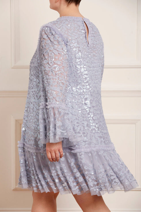 Annie Sequin Tiered Mini Dress – Blue | Needle & Thread