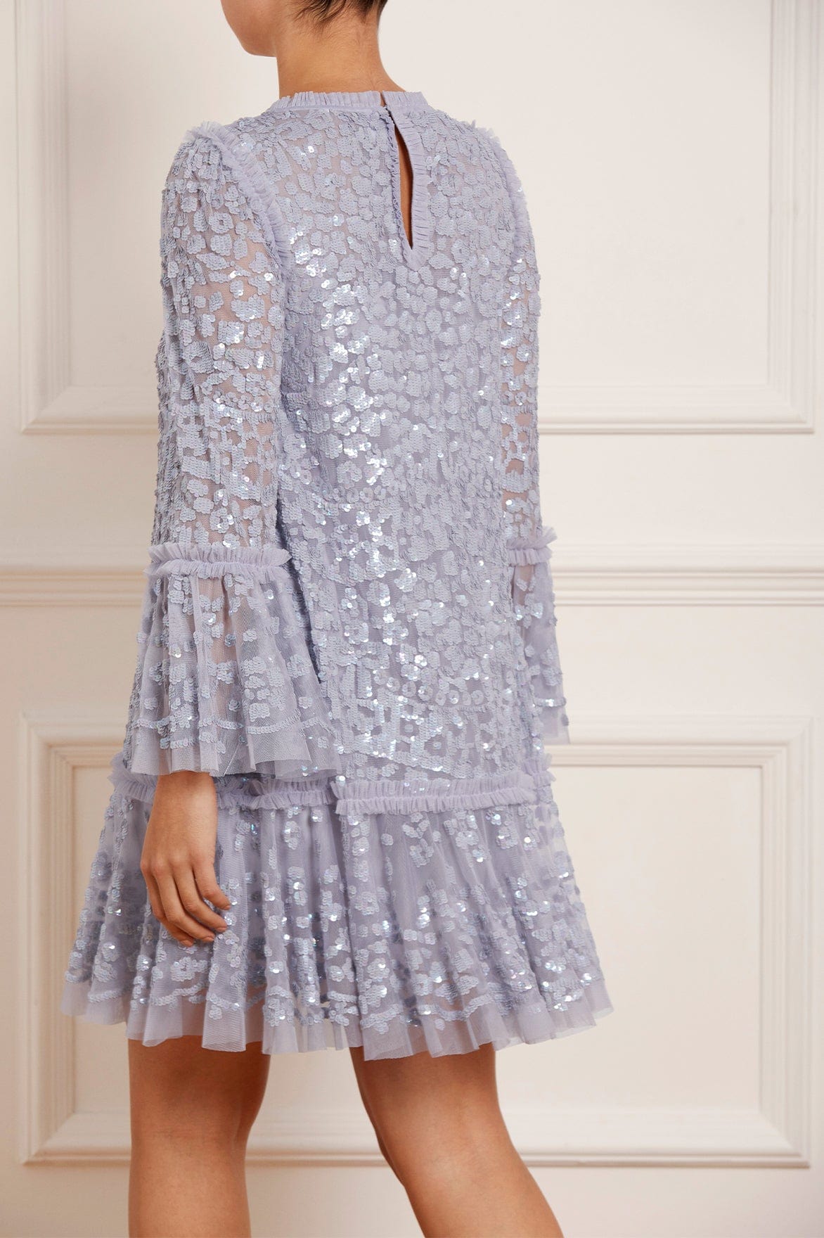 Annie Sequin Tiered Mini Dress – Blue | Needle & Thread