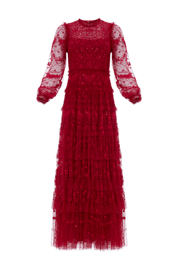 Blossom Lace Ankle Gown – Red | Needle & Thread