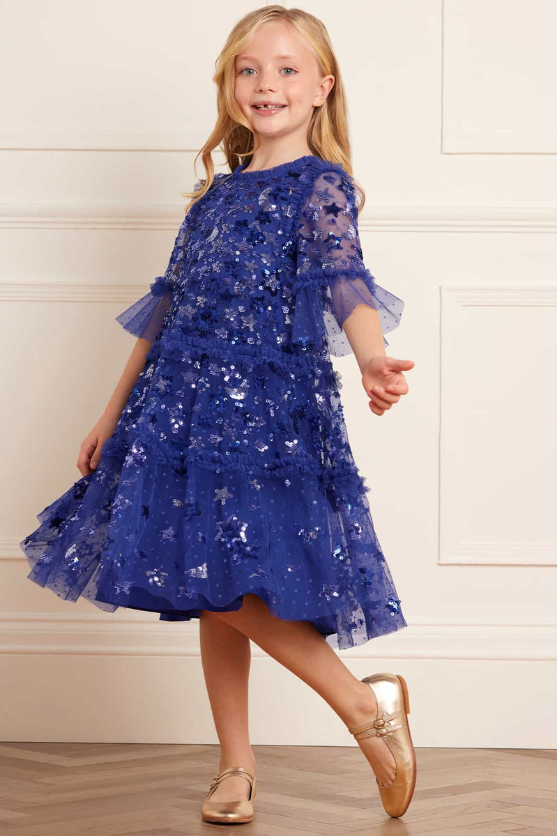 Constellation Kids Dress – Blue | Needle & Thread