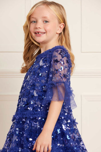 Constellation Kids Dress – Blue | Needle & Thread