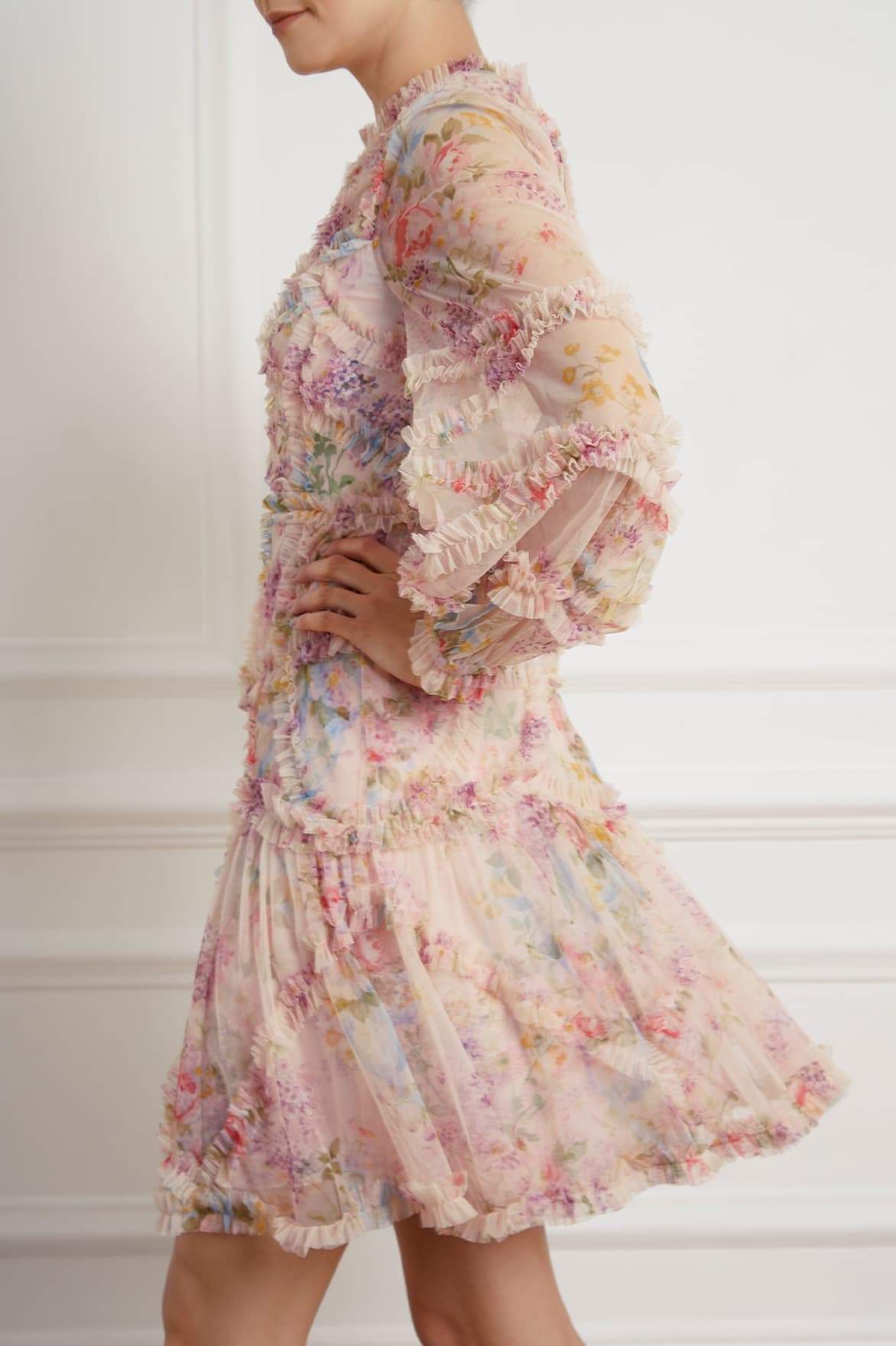 Floral Diamond Ruffle Dress – Multi | Needle & Thread