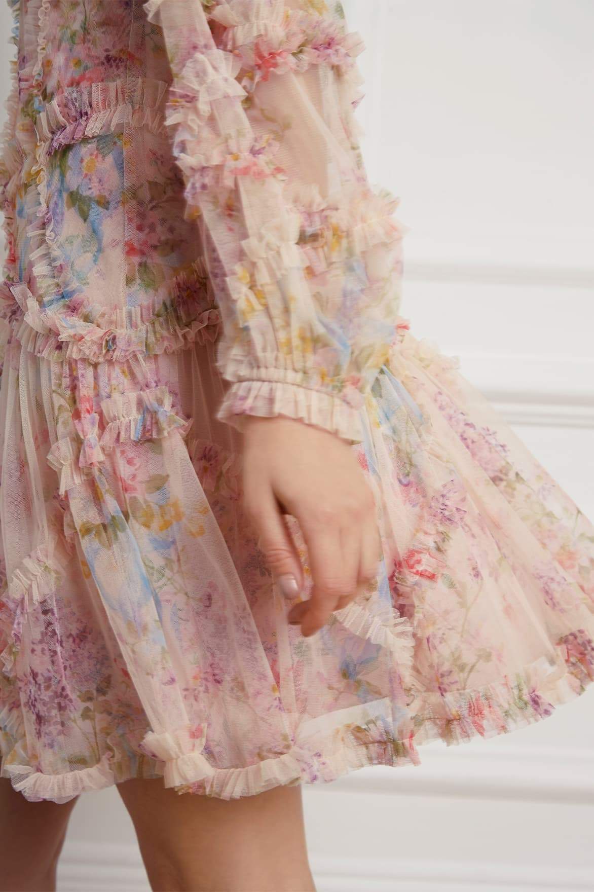 Floral Diamond Ruffle Dress – Multi