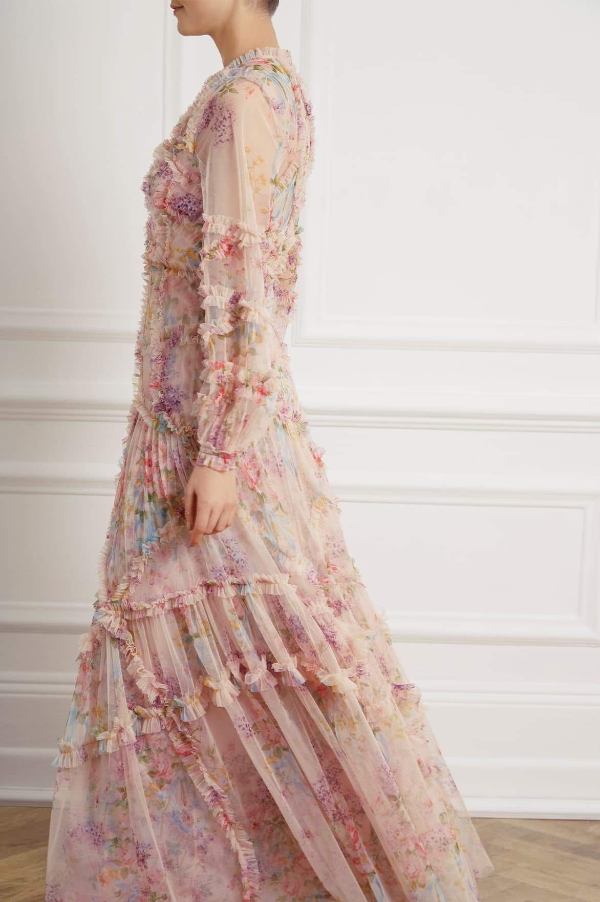 Premium Readymade Tabby Silk Floral Designer Gown