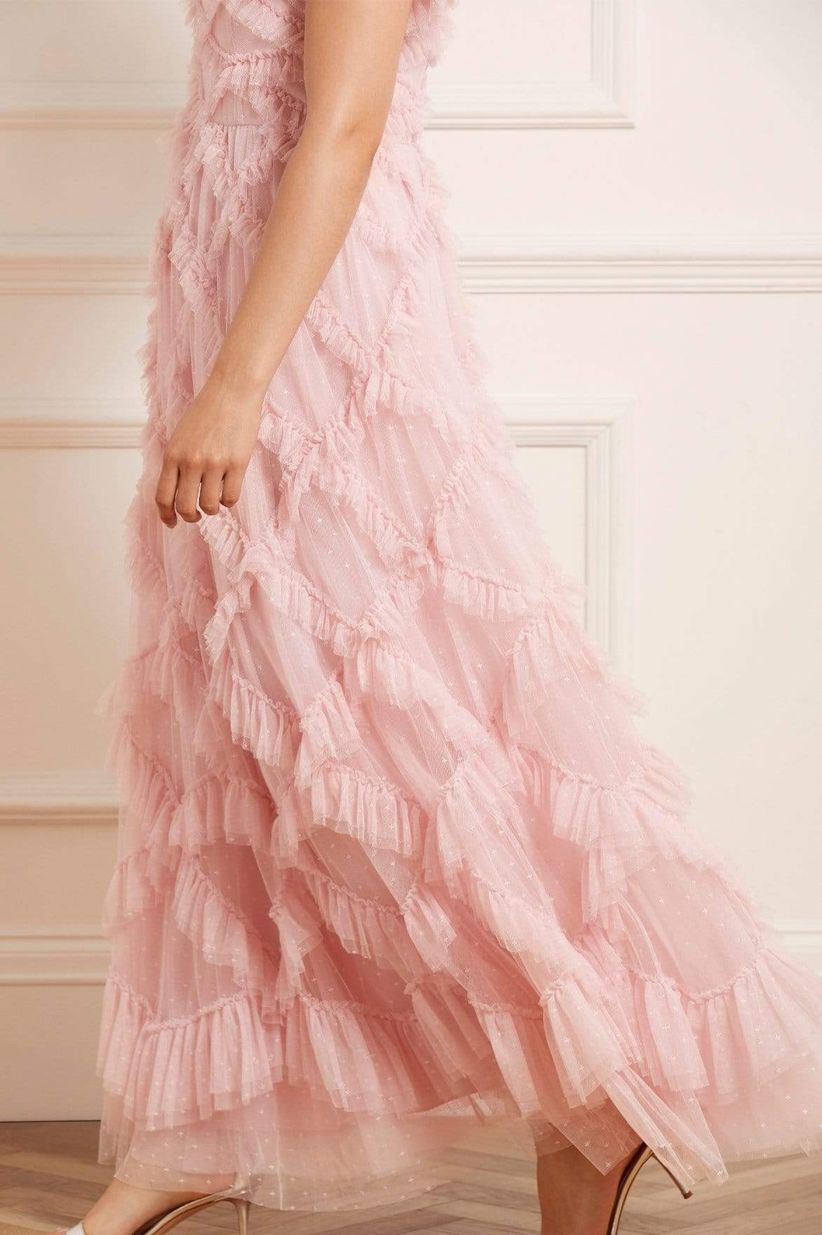 Genevieve Ruffle Gown – Pink
