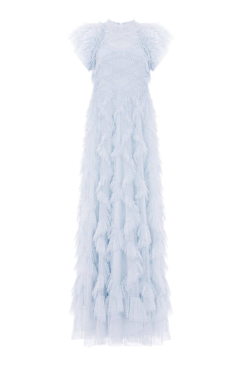 Genevieve Ruffle Gown – Blue | Needle & Thread