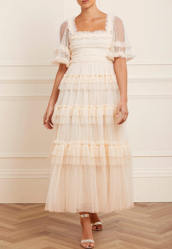 peaches smocked ankle gown