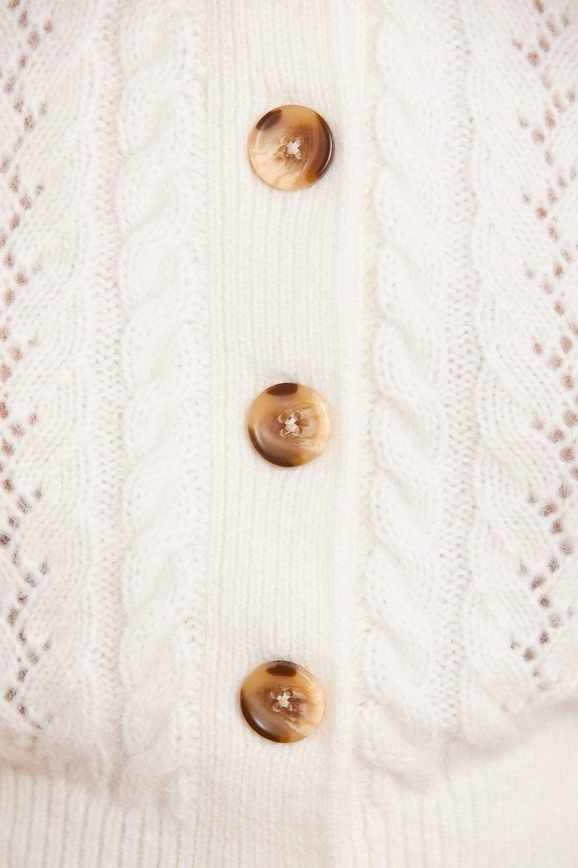 Pretty Cable Short Cardigan – Champagne | Needle & Thread
