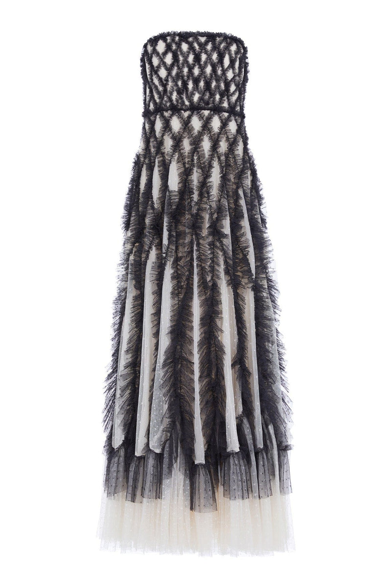 Rosella Ruffle Strapless Gown – Black | Needle & Thread