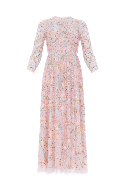 Secret Garden Long Sleeve Ankle Gown – Pink | Needle & Thread
