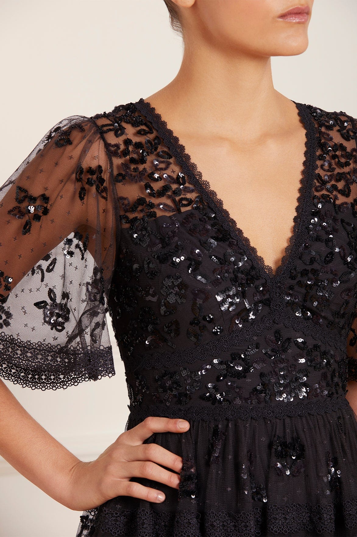 Shimmer Primrose Gown – Black | Needle & Thread