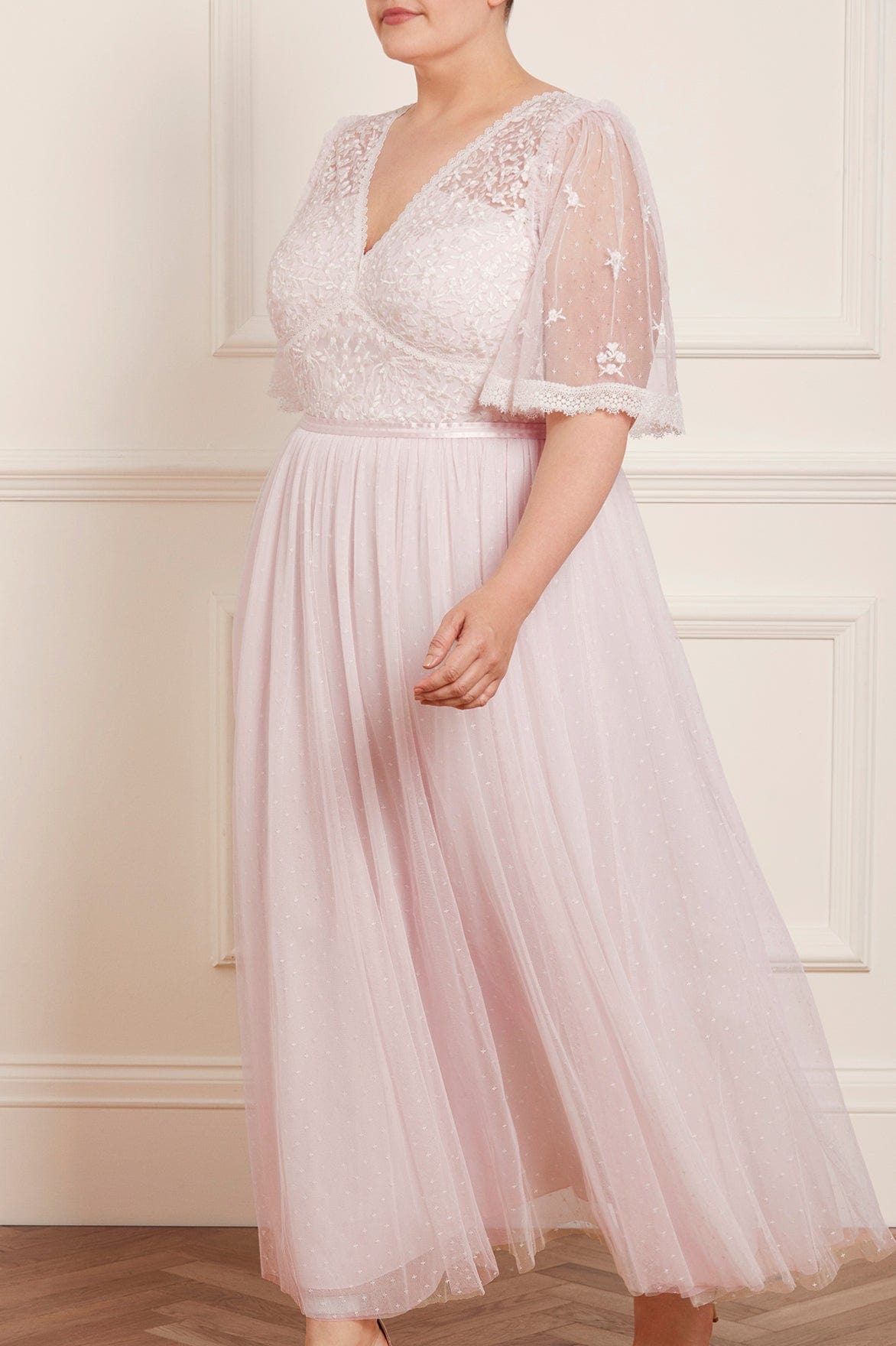 Sweetheart Lace Bodice Ankle Gown – Pink | Needle & Thread