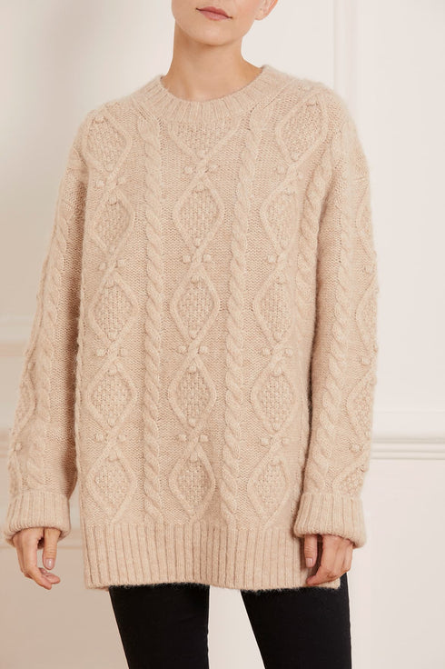 Sylvie Cable Longline Jumper - Brown