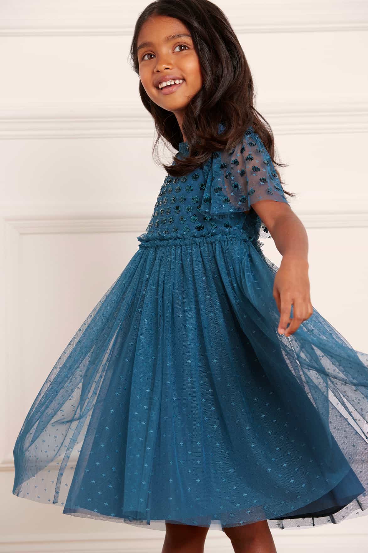 Thea Bodice Kids Dress – Blue | Needle & Thread
