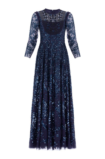 Victorian Wreath Long Sleeve Gown – Blue | Needle & Thread