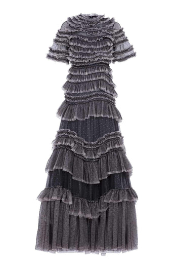 Wild Rose Ruffle Gown – Black | Needle & Thread
